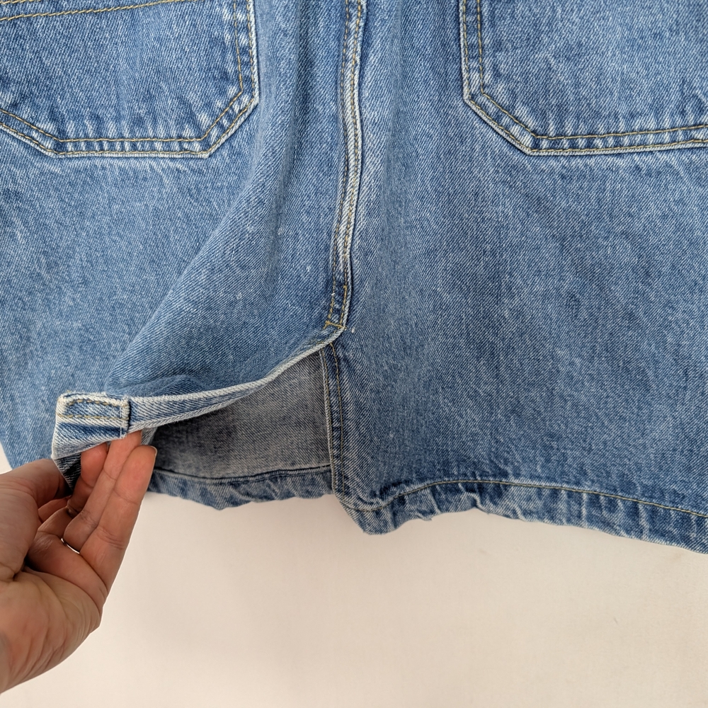 Vintage 90s Guess Denim Overall Dress Jean Pinafore Mini - Picture 8 of 12
